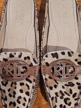 New! Ralph Lauren Leopard Brynn Driver Mules Size 6